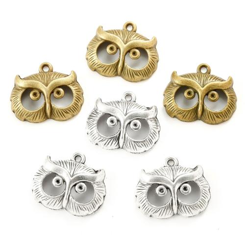 Pendentifs animaux en alliage de zinc, hibou, Placage, DIY, plus de couleurs à choisir, protéger l'environnement, sans nickel, plomb et cadmium, 24x21mm, Environ 100PC/sac, Vendu par sac