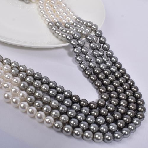 Glass Pearl Beads, Round, gradient color & DIY, white and black, 10mm, Sold Per Approx 40 cm Strand