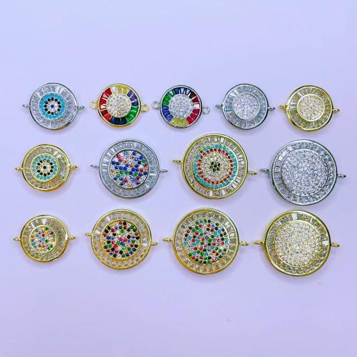 Zircon cubique Micro Pave laiton Connecteur, Rond, Placage, DIY & styles différents pour le choix & pavé de micro zircon & boucle de 1/1, plus de couleurs à choisir, protéger l'environnement, sans nickel, plomb et cadmium, 10PC/sac, Vendu par sac