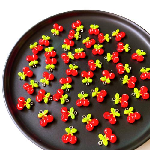 Resin Pendant, Cherry, DIY, red, 15mm, 100PCs/Bag, Sold By Bag