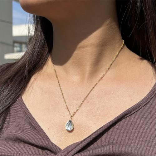 Stainless Steel Jewelry Necklace, 304 Stainless Steel, with Glass, Teardrop, plated, for woman, more colors for choice, Sold By PC