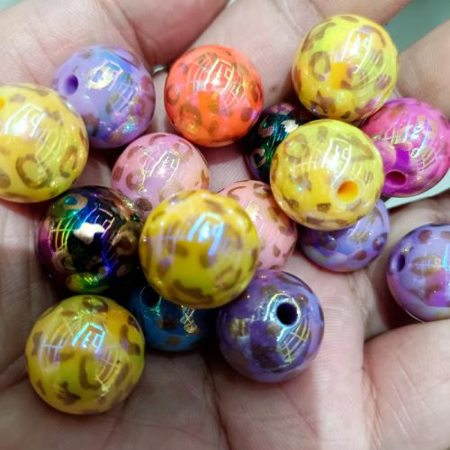 Plated Acrylic Beads, Round, DIY, mixed colors, 16mm, 200PCs/Bag, Sold By Bag