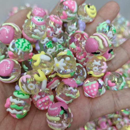 Acrylic Jewelry Beads, Round, DIY, mixed colors, 16mm, 200PCs/Bag, Sold By Bag