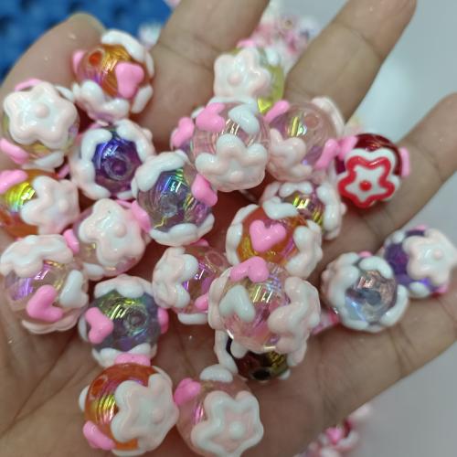 Acrylic Jewelry Beads, Round, DIY, mixed colors, 16mm, 200PCs/Bag, Sold By Bag