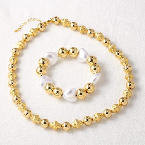 Set de Joyería de Latón, metal, con Perlas plásticas, chapado en color dorado, diferentes estilos para la opción, dorado, libre de níquel, plomo & cadmio, Vendido por UD