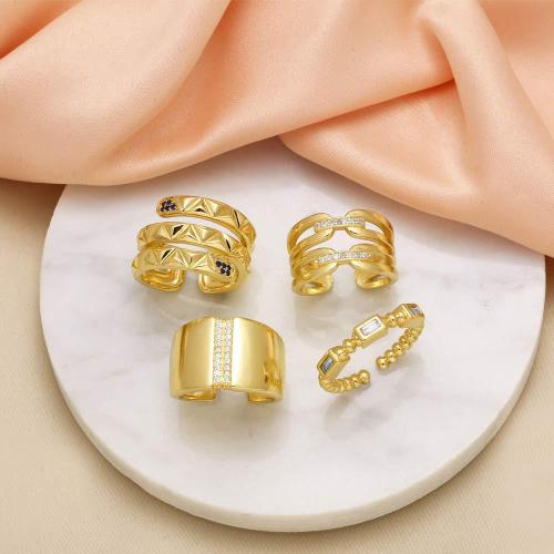 Cubic Zirconia Micro Pave Brass Ring, gold color plated, fashion jewelry & different designs for choice & micro pave cubic zirconia, golden, nickel, lead & cadmium free, Sold By PC