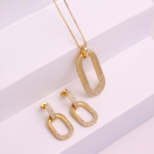 Micro cúbicos Circonia allanar sistemas de la joyería de cobre amarillo, metal, chapado en color dorado, diferentes estilos para la opción & micro arcilla de zirconia cúbica & para mujer & hueco, Vendido por UD