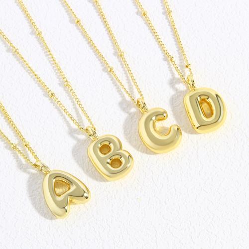 Collier en laiton, avec 1.96 Inch chaînes de rallonge, Lettre d’alphabet, Placage de couleur d'or, bijoux de mode & modèles différents pour le choix & pour femme, Longueur:17.71 pouce, Vendu par PC