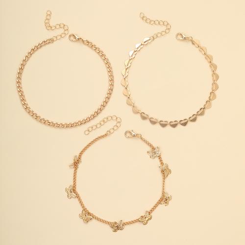 Tibetan Style Anklet, plated, 3 pieces & fashion jewelry & Unisex, golden, Sold By Set