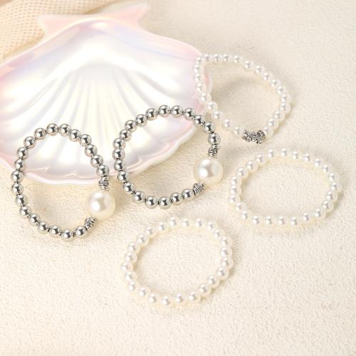 Tibetan Style Bracelet, Plastic Pearl, with Tibetan Style, plated, 5 pieces & fashion jewelry & for woman, Sold By Set