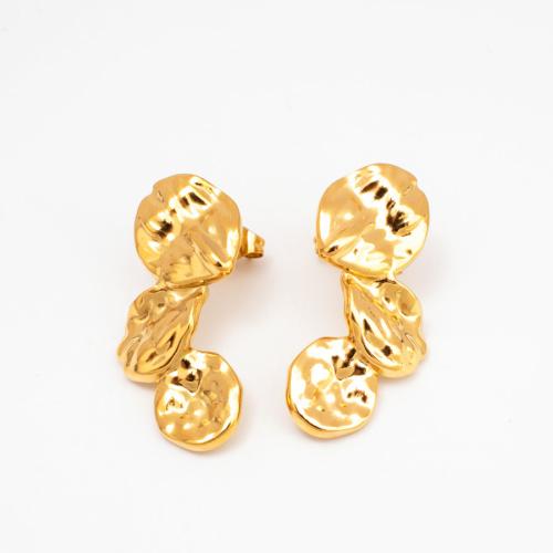 Stainless Steel Stud Earrings, 304 Stainless Steel, Vacuum Ion Plating, fashion jewelry & for woman, golden, 33x10mm, Sold By Pair