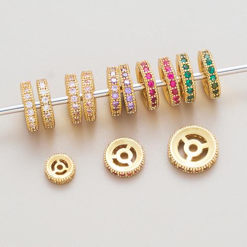 Brass Spacer Beads, 18K gold plated, DIY & different size for choice & micro pave cubic zirconia, more colors for choice, 2PCs/Bag, Sold By Bag