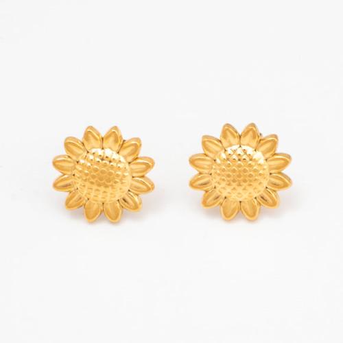 Boucle d'oreille de gaujon en acier inoxydable, Acier inoxydable 304, fleur, bijoux de mode & pour femme, doré, 12x12mm, Vendu par paire