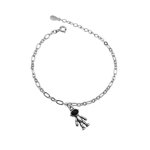 925 Sterling Silver Bangle Bracelet, with 3CM extender chain, Astronaut, for woman & epoxy gel, silver color, Length:Approx 15 cm, Sold By PC