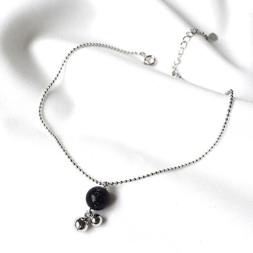 Fashion Sterling Silver Anklet, 925 Sterling Silver, with Blue Sandstone, with 3CM extender chain, for woman, silver color, Length:Approx 19 cm, Sold By PC