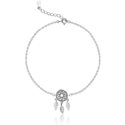 Bracelet en argent sterling à la mode, argent sterling 925, avec 3CM chaînes de rallonge, pavé de micro zircon & pour femme, argent, Longueur:Environ 19 cm, Vendu par PC