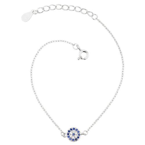 Bracelet en argent sterling à la mode, argent sterling 925, avec 3CM chaînes de rallonge, pavé de micro zircon & pour femme, argent, Longueur:Environ 20 cm, Vendu par PC