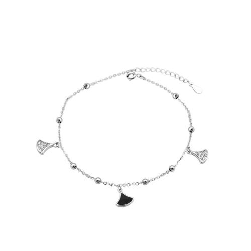 Fashion Sterling Silver Anklet, 925 Sterling Silver, with 3CM extender chain, micro pave cubic zirconia & for woman & epoxy gel, silver color, Length:Approx 20.5 cm, Sold By PC