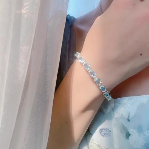 Cúbicos Circonia pulsera Latón Micro pavimenta, metal, chapado, micro arcilla de zirconia cúbica & para mujer, más colores para la opción, longitud:aproximado 17 cm, Vendido por UD