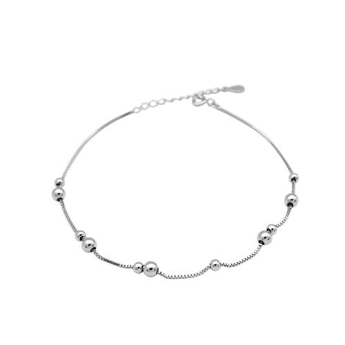 Fashion Sterling Silver Anklet, 925 Sterling Silver, with 3CM extender chain, for woman, silver color, Length:Approx 19 cm, Sold By PC