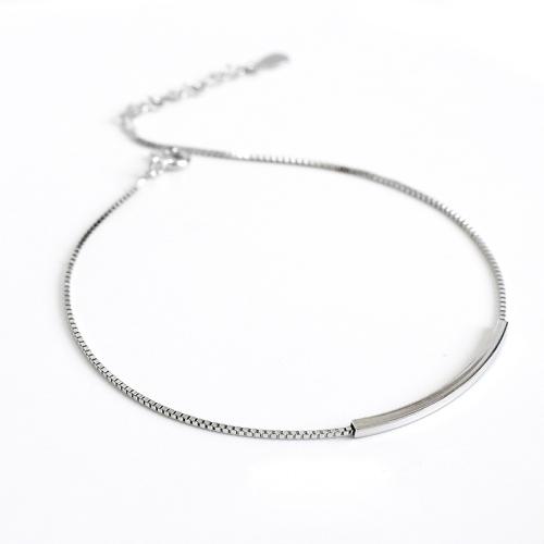 Tobillera de plata esterlina de moda, plata de ley 925, con 3CM extender cadena, para mujer, plateado, longitud:aproximado 20 cm, Vendido por UD