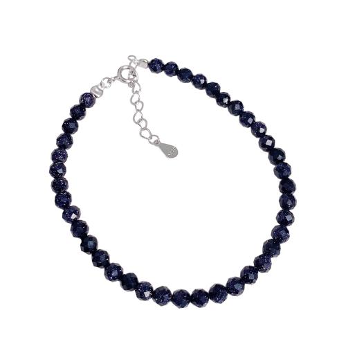 925 Sterling Silver Bangle Bracelet, with Blue Sandstone, with 3CM extender chain, different styles for choice & for woman, dark blue, Length:Approx 16 cm, Sold By PC