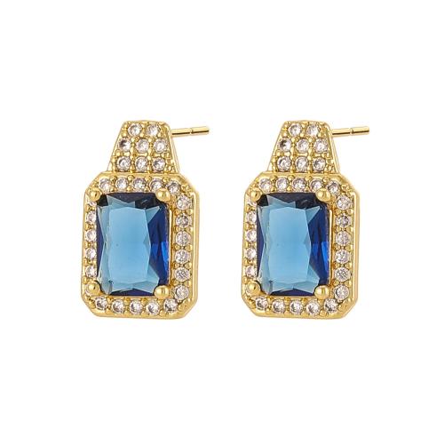 Boucles d'oreilles en laiton zircon cubique pavent, Placage, pavé de micro zircon & pour femme, plus de couleurs à choisir, Vendu par paire