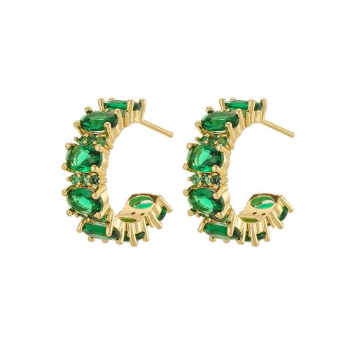 Boucles d'oreilles en laiton zircon cubique pavent, Placage, pavé de micro zircon & pour femme, plus de couleurs à choisir, Vendu par paire