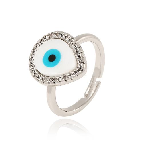 Evil Eye Jewelry Finger Ring, Brass, plated, micro pave cubic zirconia & for woman & enamel, more colors for choice, Sold By PC