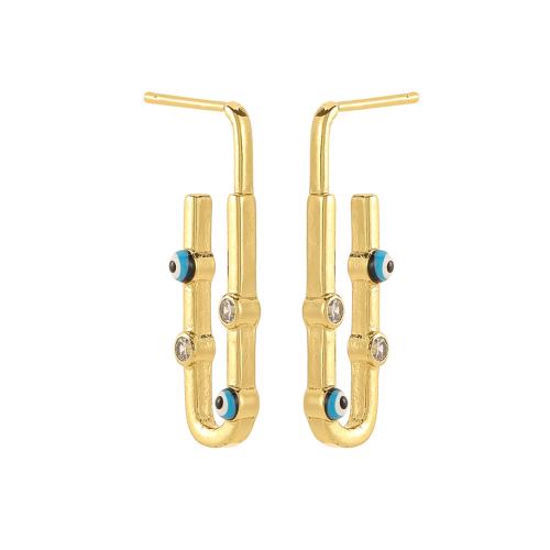 Cúbicos Circonia Pendiente Latón Micro pavimenta, metal, chapado, diferentes estilos para la opción & micro arcilla de zirconia cúbica & para mujer & esmalte, dorado, Vendido por Par