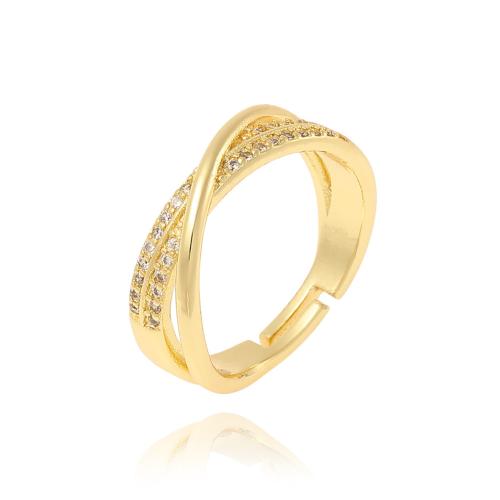 Cubic Zirconia Micro Pave Brass Ring, plated, micro pave cubic zirconia & for woman, more colors for choice, Sold By Pair