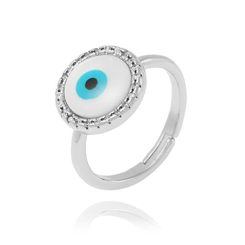 Evil Eye Schmuck Fingerring, Messing, mit Harz, plattiert, Micro pave Zirkonia & für Frau, keine, verkauft von PC