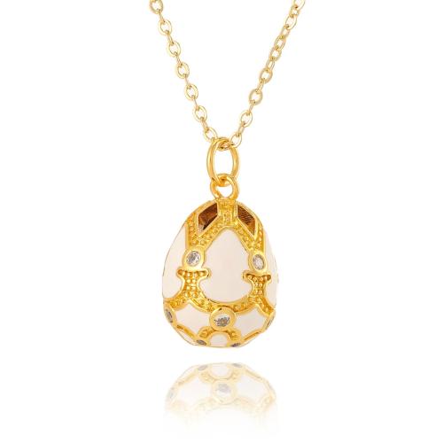 Circón cúbico Micro pavimentar collar de cobre amarillo, metal, chapado, micro arcilla de zirconia cúbica & para mujer & esmalte, más colores para la opción, Vendido por UD