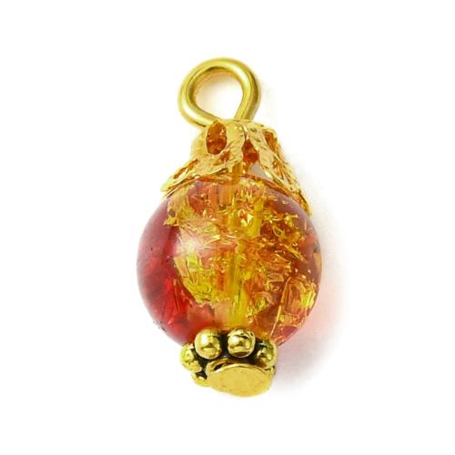 Glass Tibetan Style Pendant, with Glass, stoving varnish, random style & DIY, more colors for choice, 16x8mm, Hole:Approx 1.8mm, Approx 100PCs/Bag, Sold By Bag