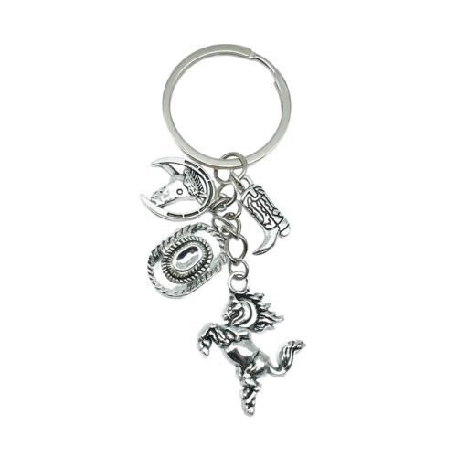 Tibetan Style Key Clasp, portable & multifunctional, silver color, Sold By PC