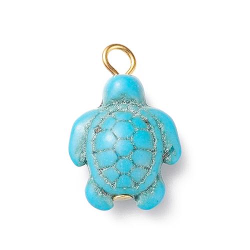 Pendentifs animaux en alliage de zinc, avec turquoise synthétique, vernis au four, envoyé au hasard & DIY, plus de couleurs à choisir, 22x14x7mm, Trou:Environ 3mm, Environ 100PC/sac, Vendu par sac