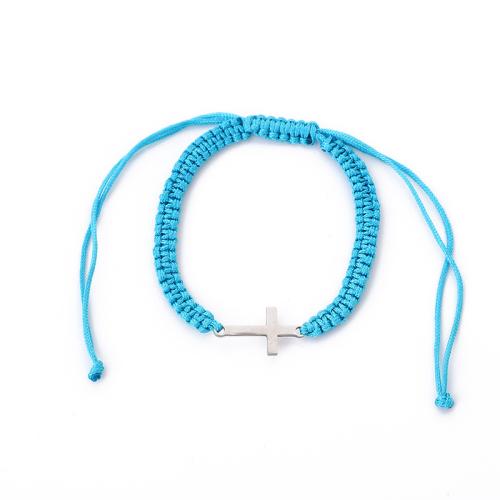 Pulsera de Acero Inoxidable, acero inoxidable 304, con cordón poliéster, pulido, Ajustable & unisexo, más colores para la opción, longitud:aproximado 16 cm, Vendido por UD