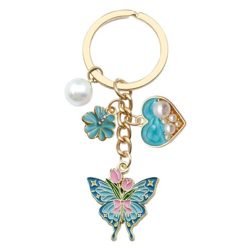 Broche de clave de aleación zic, aleación de zinc, con Perlas plásticas, Portátil & multifuncional & esmalte, dorado, Vendido por UD