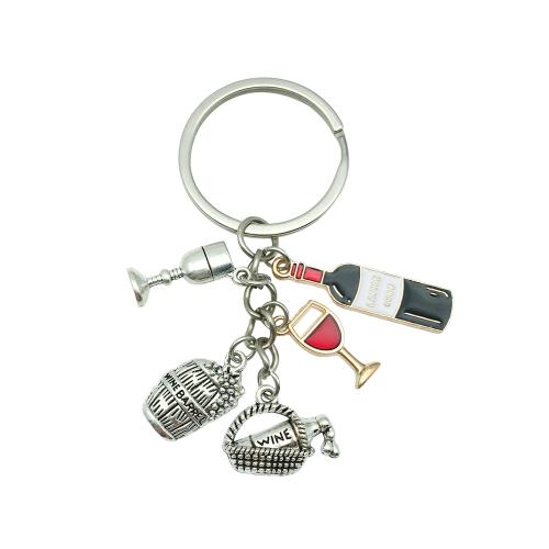 Tibetan Style Key Clasp, portable & multifunctional & enamel, silver color, Sold By PC