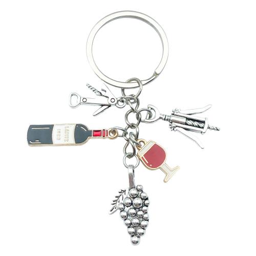 Tibetan Style Key Clasp, portable & multifunctional & enamel, silver color, Sold By PC