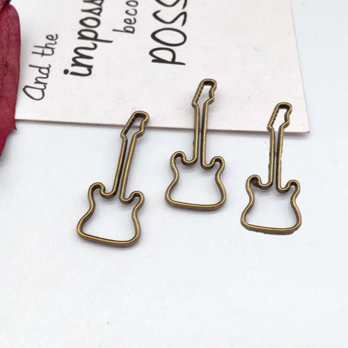 Musical Instrument Shaped Tibetan Style Pendants, Guitar, antique bronze color plated, DIY, 40x16.50mm, 100PCs/Bag, Sold By Bag