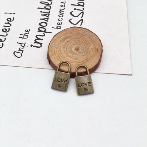 Tibetan Style Lock Pendants, antique bronze color plated, DIY, 20x10mm, 100PCs/Bag, Sold By Bag