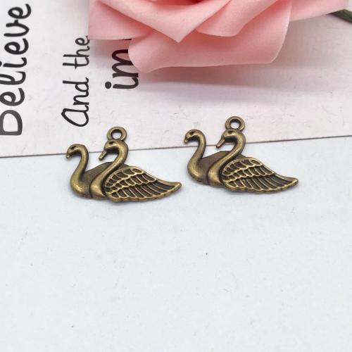 Tibetan Style Animal Pendants, Swan, antique bronze color plated, DIY, 28x20mm, 100PCs/Bag, Sold By Bag