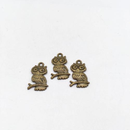 Tibetan Style Animal Pendants, Owl, antique bronze color plated, DIY, 23x15mm, 100PCs/Bag, Sold By Bag