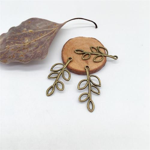 Pendentifs en alliage de zinc, branche, Plaqué de couleur de bronze antique, DIY, 41x19mm, 100PC/sac, Vendu par sac