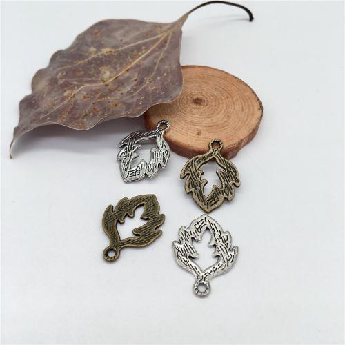 Tibetan Style Leaf Pendants, plated, DIY, more colors for choice, 24x18mm, 100PCs/Bag, Sold By Bag