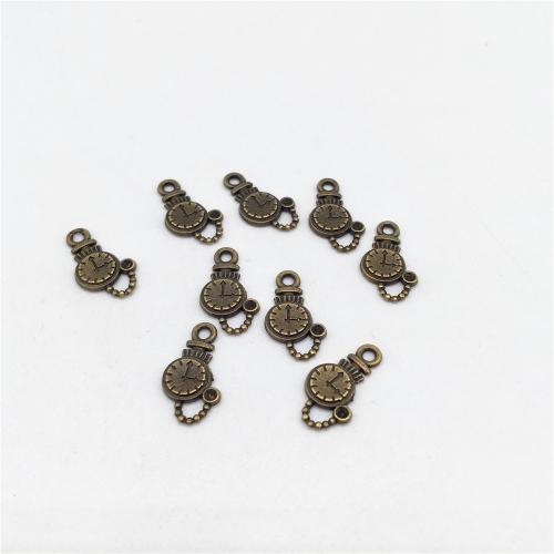 Tibetan Style Pendants, Clock, antique bronze color plated, DIY, 17x9mm, 100PCs/Bag, Sold By Bag