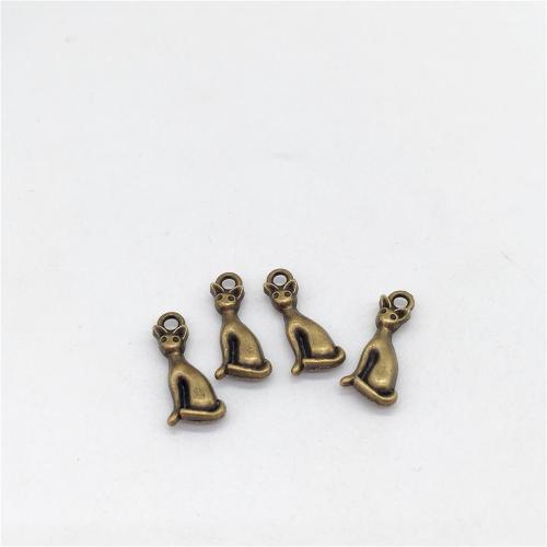 Tibetan Style Animal Pendants, Cat, antique bronze color plated, DIY, 18x7.50mm, 100PCs/Bag, Sold By Bag