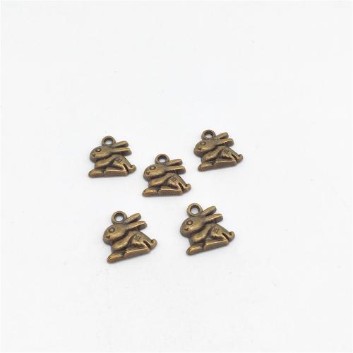 Tibetan Style Animal Pendants, Rabbit, antique bronze color plated, DIY, 13x14x3mm, 100PCs/Bag, Sold By Bag