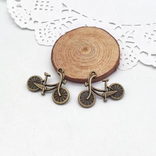 Véhicule en forme de pendentifs en alliage de Zinc, vélo, Plaqué de couleur de bronze antique, DIY, 26x20mm, 100PC/sac, Vendu par sac